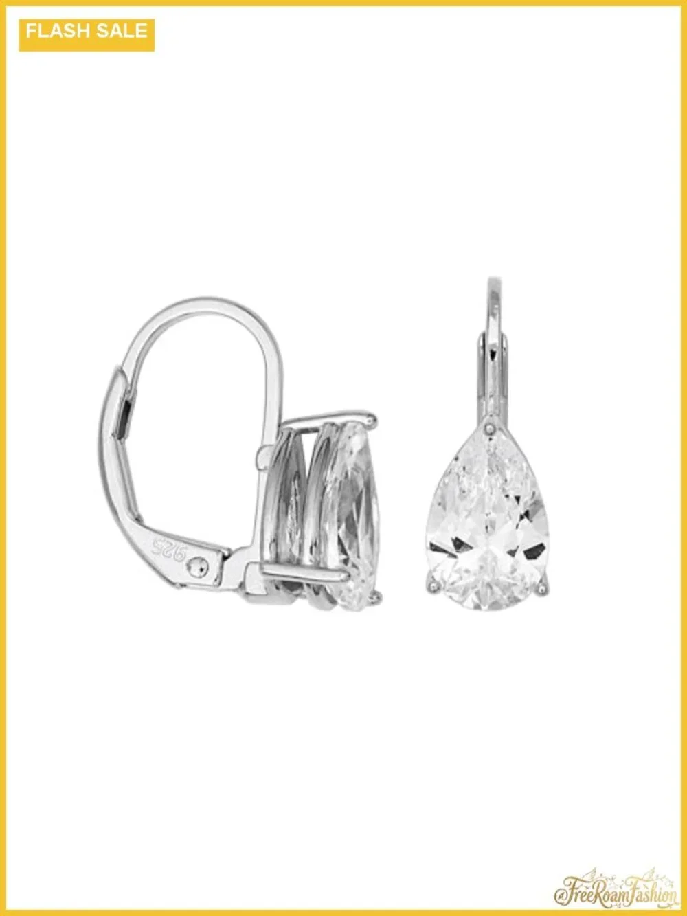 Sterling Silver Pear Cut Cubic Zirconia Leverback Drop Earrings